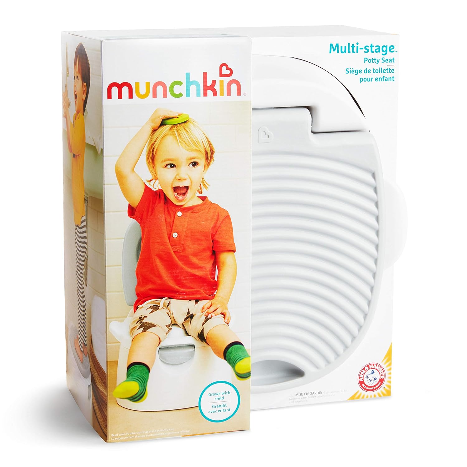 Munchkin Arm & Hammer white 3-in-1 multi-stage potty seat for toddlers