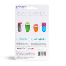 Munchkin Miracle 360° Cup Lids 4-pack multicolour replacement lids