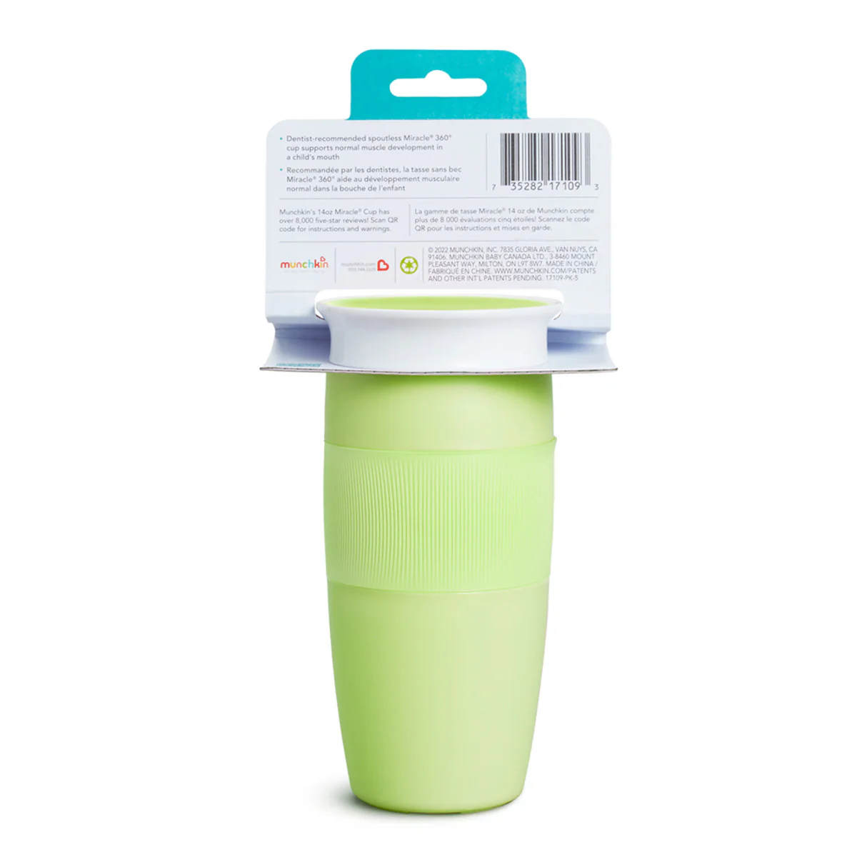 Munchkin Miracle 360° lime green sippy cup 14oz for 18 months plus