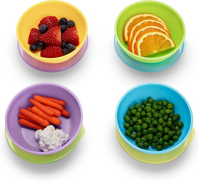 Munchkin Love-a-Bowls 10-piece feeding set with colourful suction bowls, 4 months plus