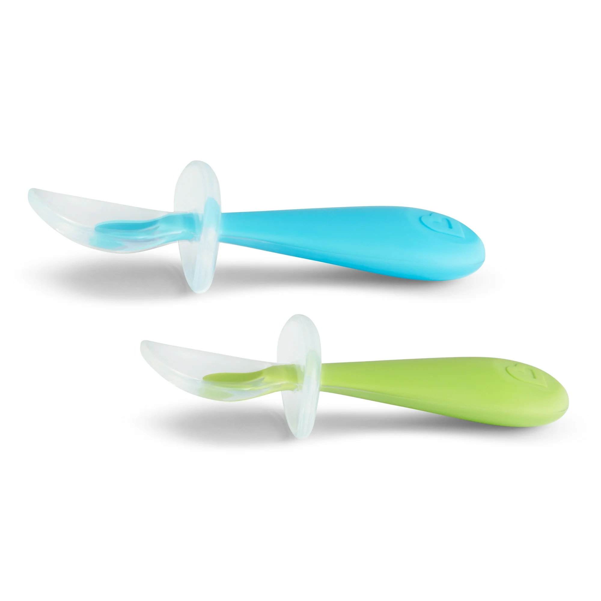 Munchkin Gentle Scoop silicone training spoons blue and green two pack