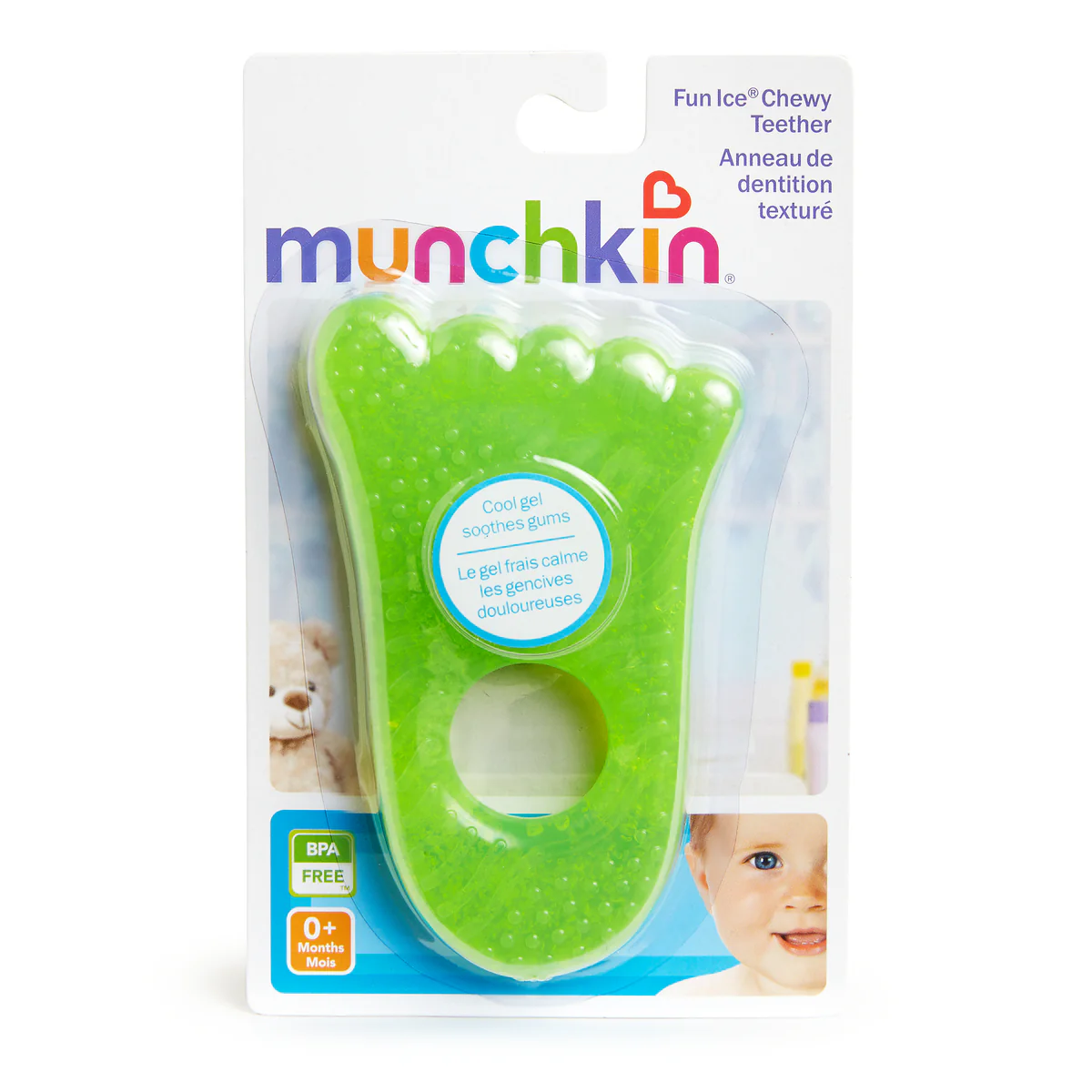 Munchkin Fun Ice Chewy Teether green hand-shaped gel-filled teething toy