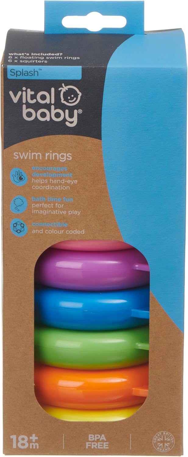 Vital Baby Splash coloured floating swim rings set of six rings