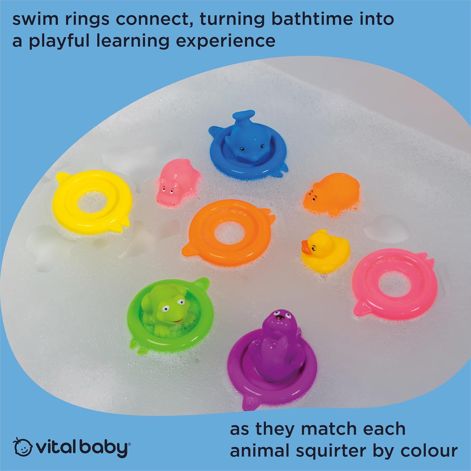 Vital Baby Splash Swim Rings multicoloured animal shapes and floating rings set