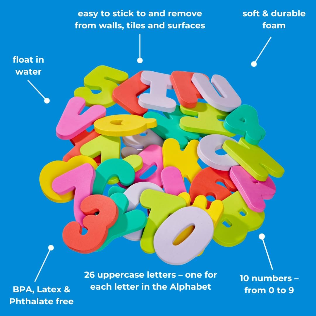 Vital Baby Hydrate Splash colourful foam letters and numbers bath toy set