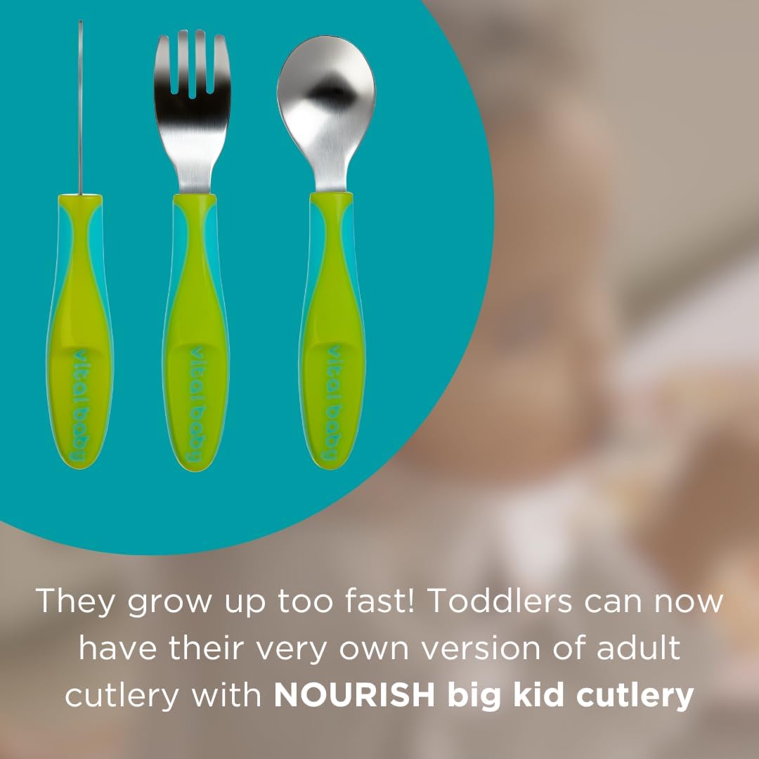 Vital Baby Nourish Chunky Cutlery Set Pop blue green three piece