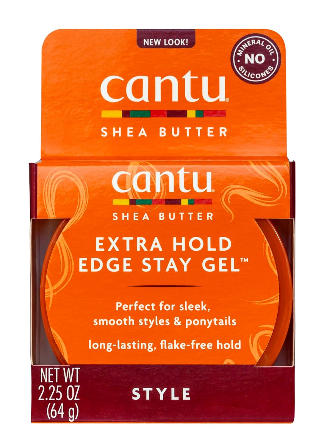 Cantu Shea Butter Extra Hold Edge Stay Gel 2.25 oz orange jar