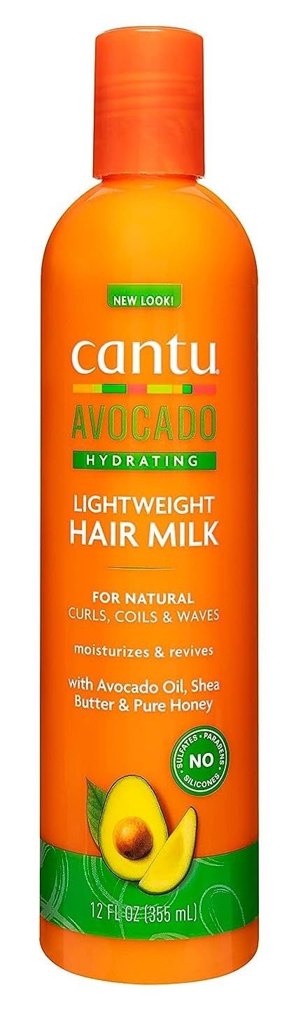 Cantu Avocado Hydrating Lightweight Hair Milk 355ml bottle with orange label