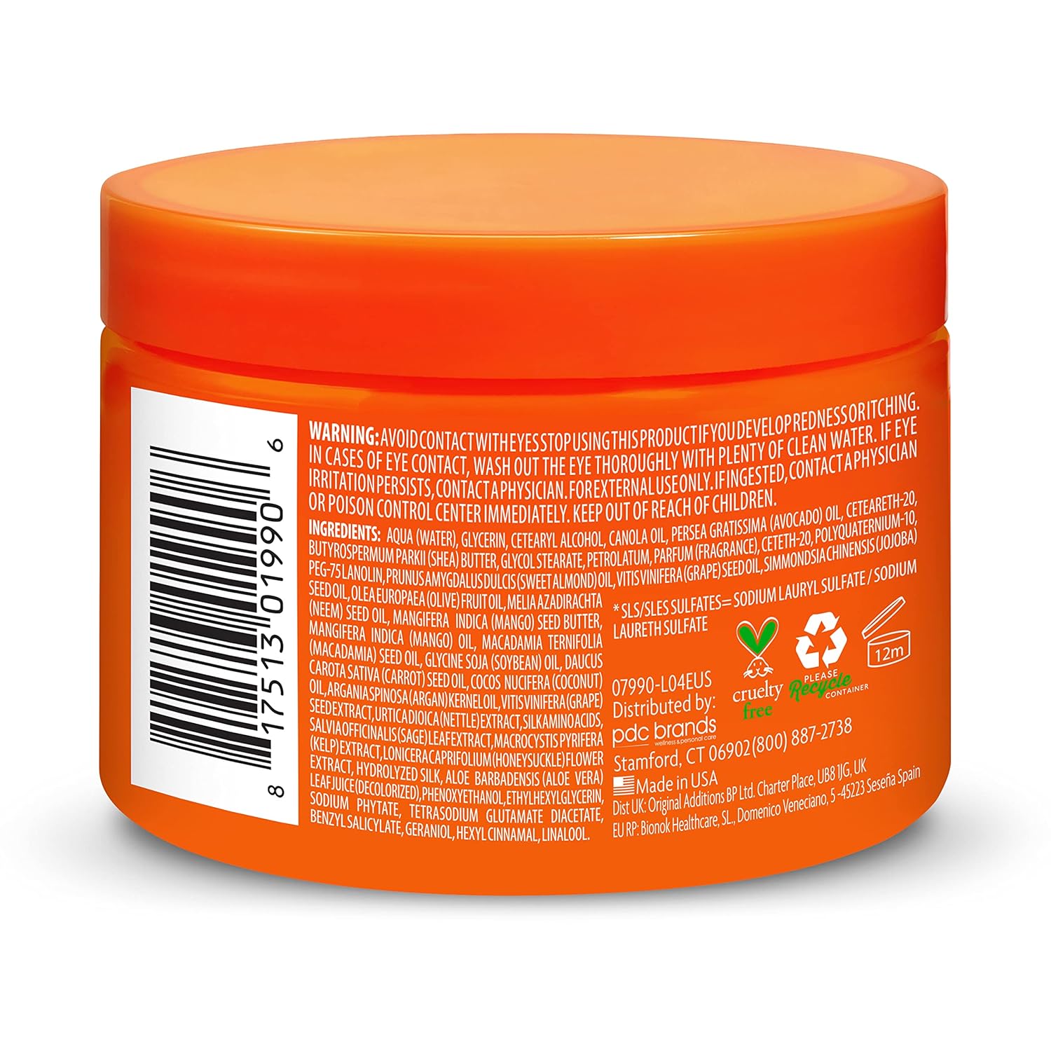 Cantu Avocado Hydrating Curling Cream orange jar with red lid
