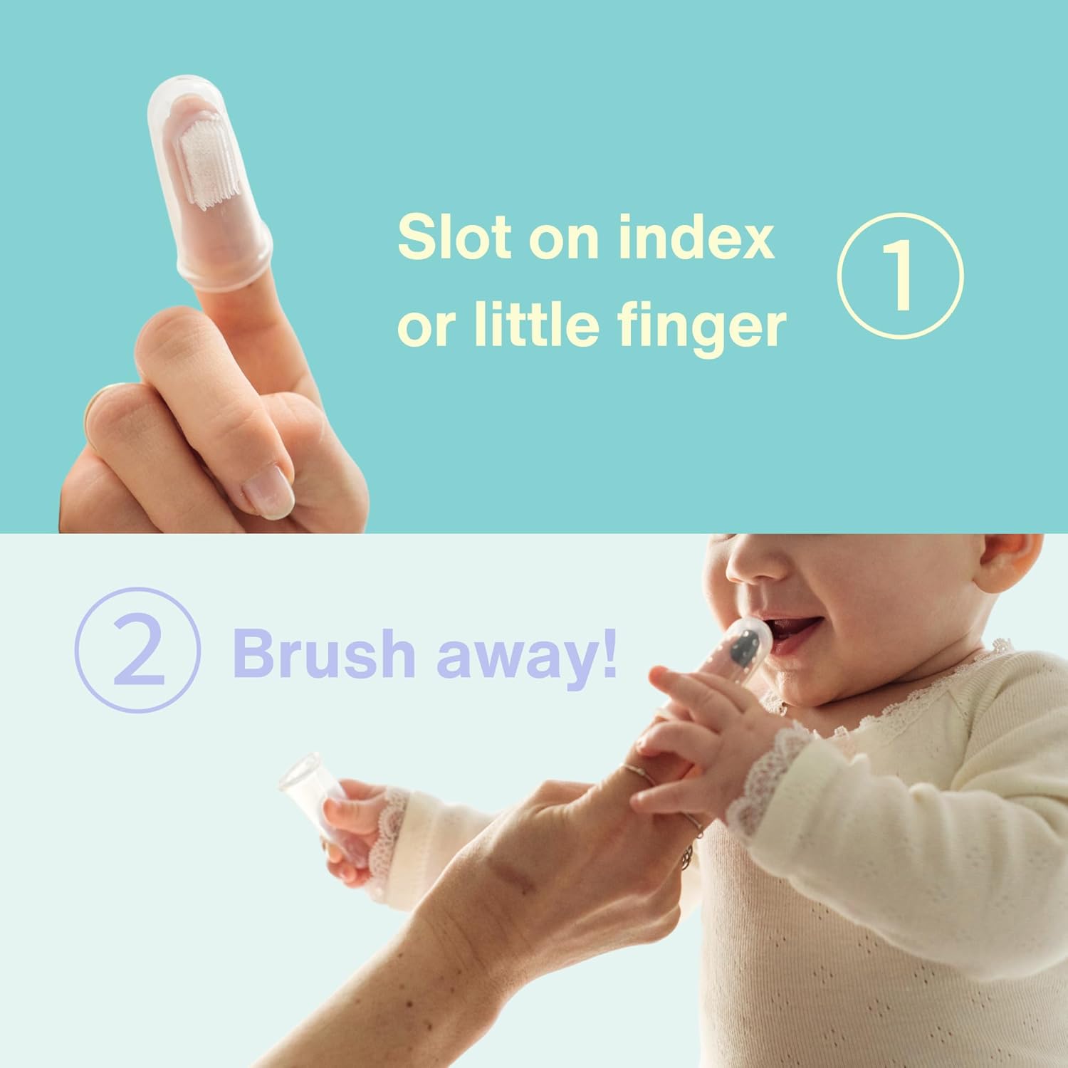 Bickiepegs finger toothbrush and gum massager twin pack for babies