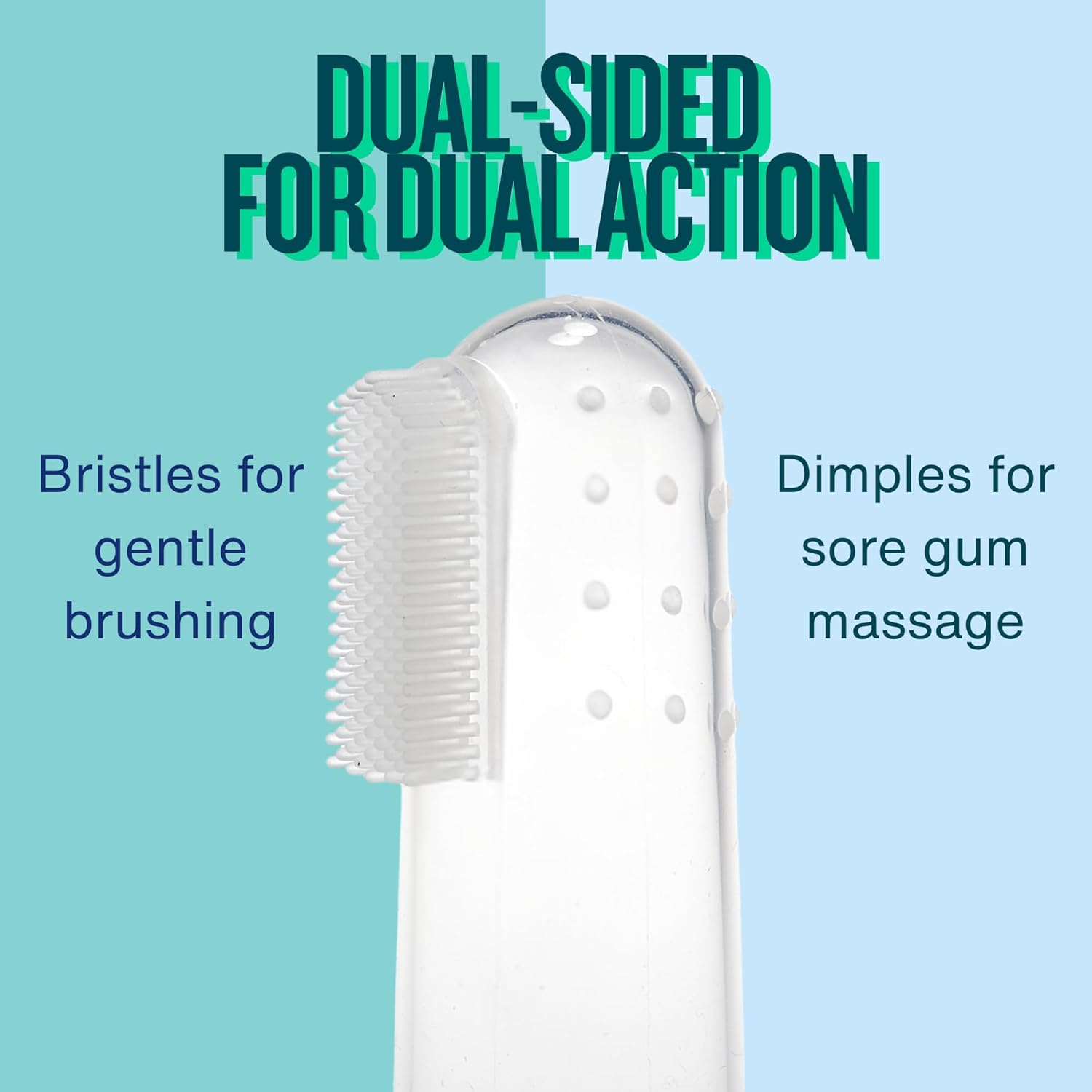 Bickiepegs white finger toothbrush and gum massager twin pack with bristles and dimples