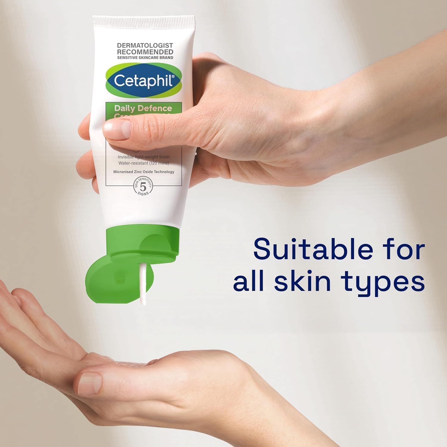 Cetaphil Daily Defence SPF 50+ facial moisturiser with sunscreen tube