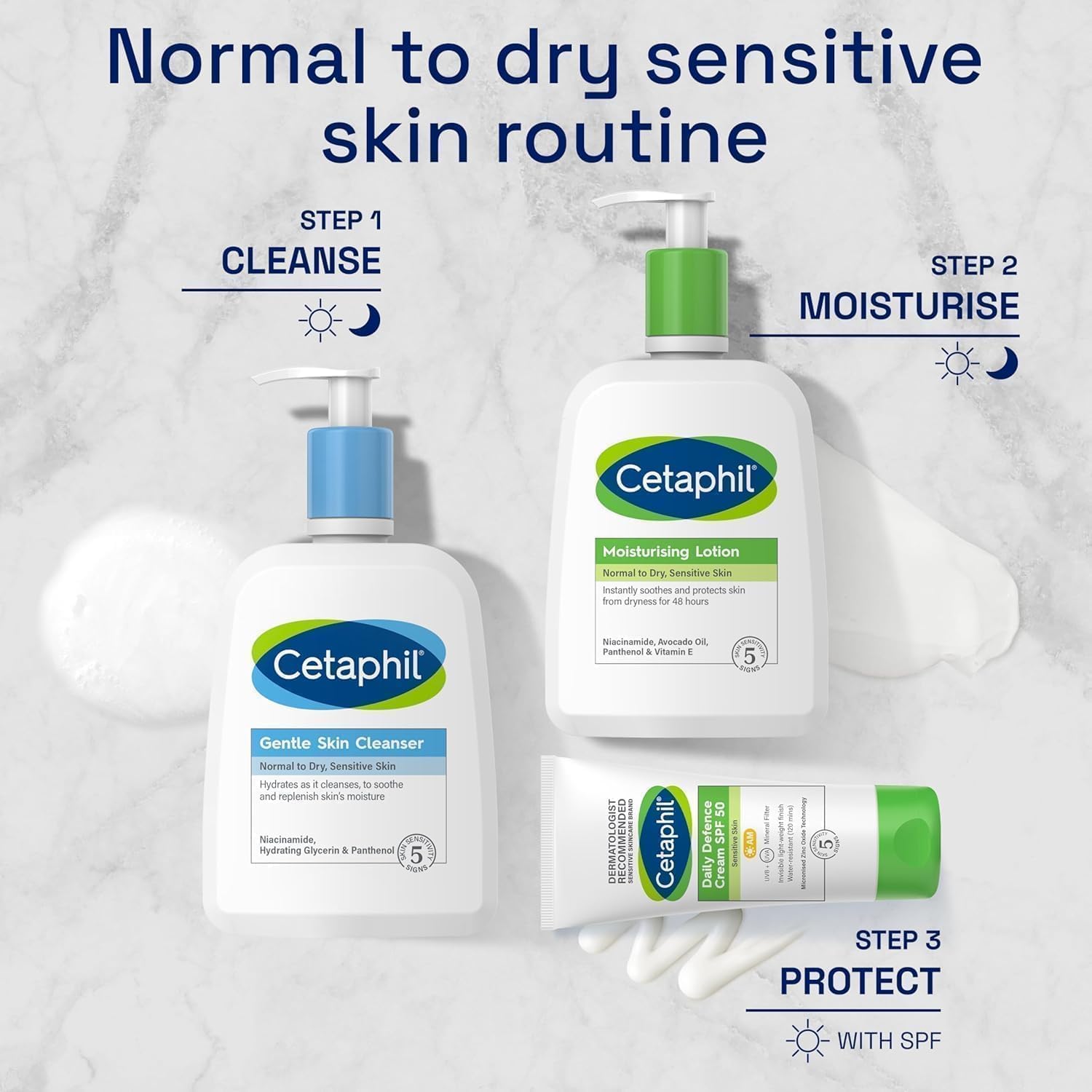 Cetaphil Daily Facial Moisturiser with Sunscreen SPF 50+, green tube bottle
