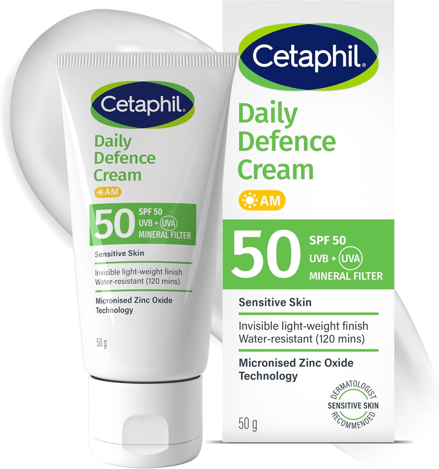 Cetaphil Daily Defence Cream SPF 50 facial moisturiser with sunscreen 50g