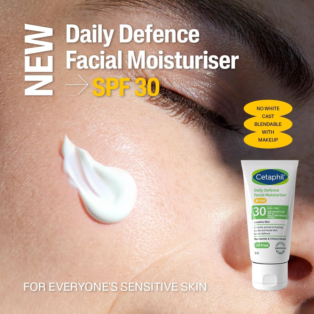Cetaphil Daily Defence Facial Moisturiser SPF 30 white tube for sensitive skin