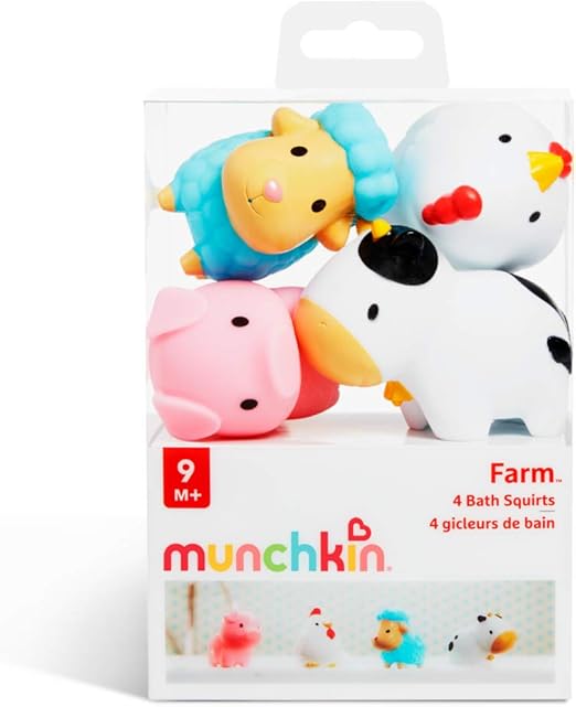 Munchkin Farm Bath Squirts four pack colourful animal toys 9M+