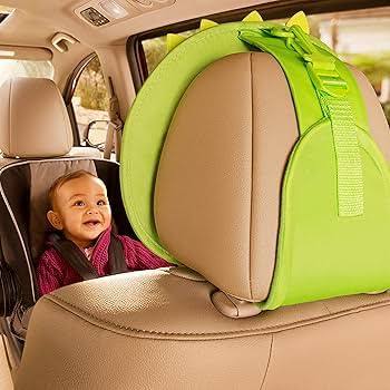 Munchkin Brica Swing In-Sight car mirror, lime green, rear-facing view