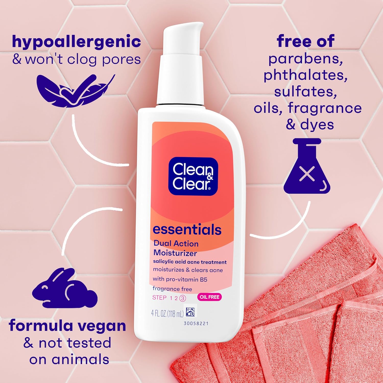 Clean & Clear Essentials Dual Action oil-free face moisturiser 118ml bottle