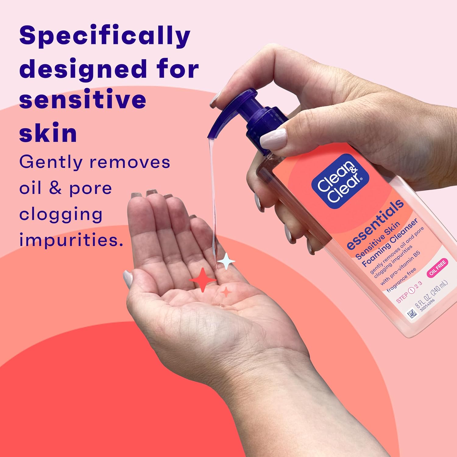 Clean & Clear Essentials Sensitive Skin Foaming Facial Cleanser pump bottle