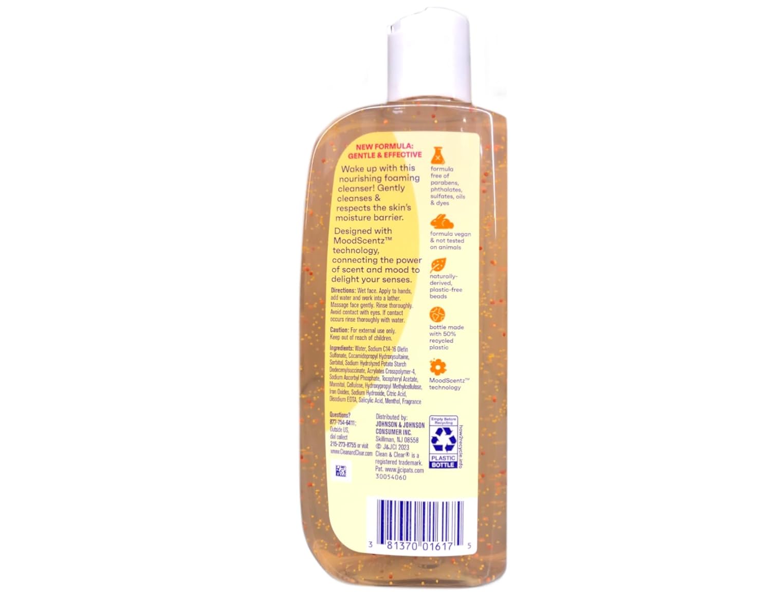Clean & Clear Morning Burst foaming facial cleanser bottle with exfoliating beads