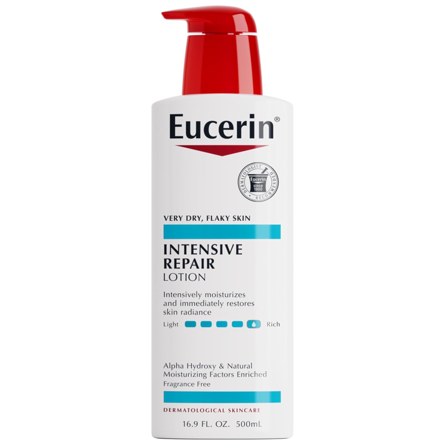 Eucerin Intensive Repair body lotion 500 ml with red pump dispenser bottle