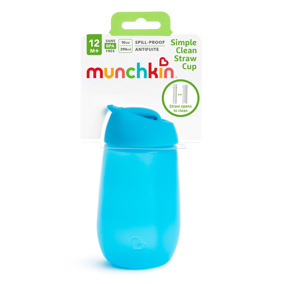 Munchkin Simple Clean Straw Cup 296ml blue spill-proof toddler cup