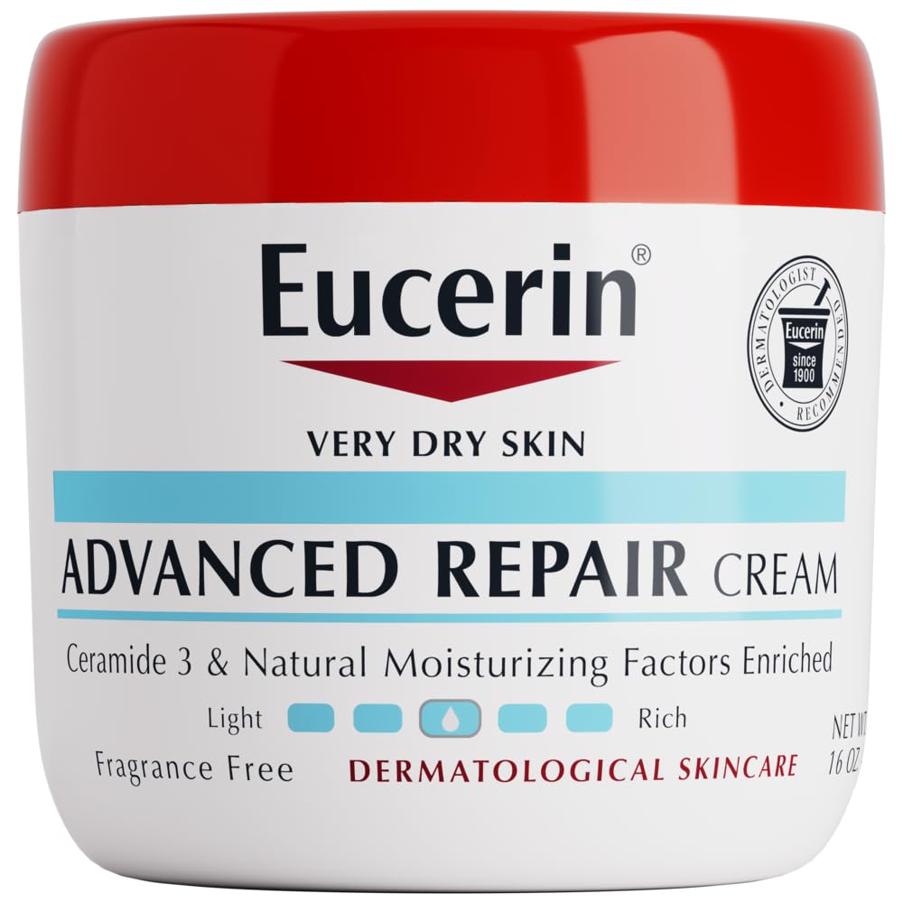 Eucerin Advanced Repair Cream for very dry skin, 16 oz jar with red lid