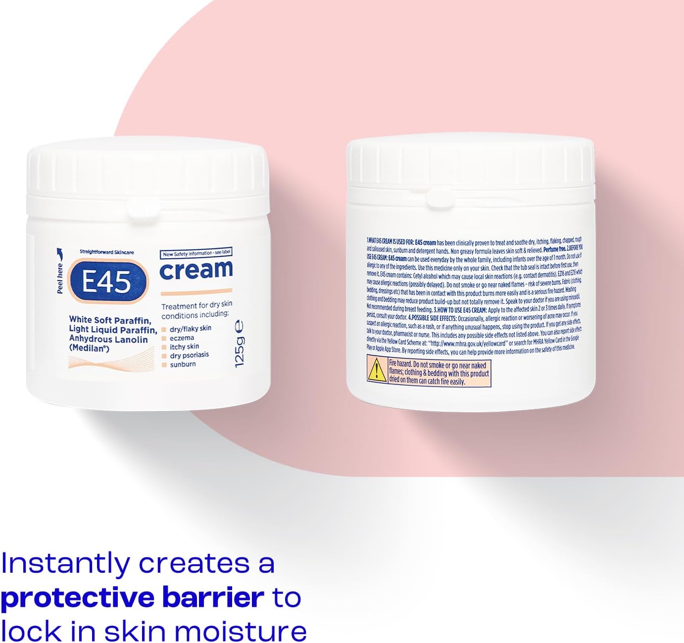 E45 dermatological cream 350g jar for dry skin treatment