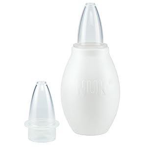 NUK Nasal Decongester white bulb syringe with two replacement tips