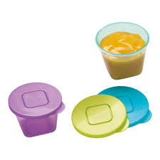Nuk stackable food storage pots in purple, green and teal with lids