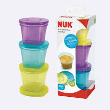 Nuk stackable food storage pots, three colourful containers with lids