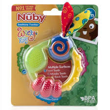 Nuby Wacky teething ring with multiple textured surfaces for three months plus