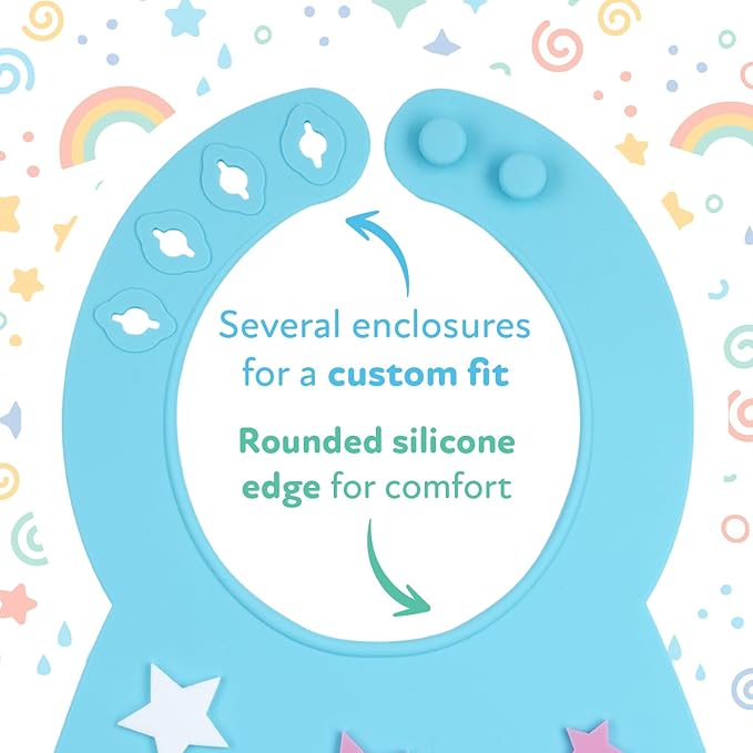 Nuby Silicone 3D Bib dribble catcher light blue with textured pockets