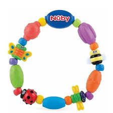 Nuby Bug-a-Loop Teether with colorful insect and bead shapes for infants