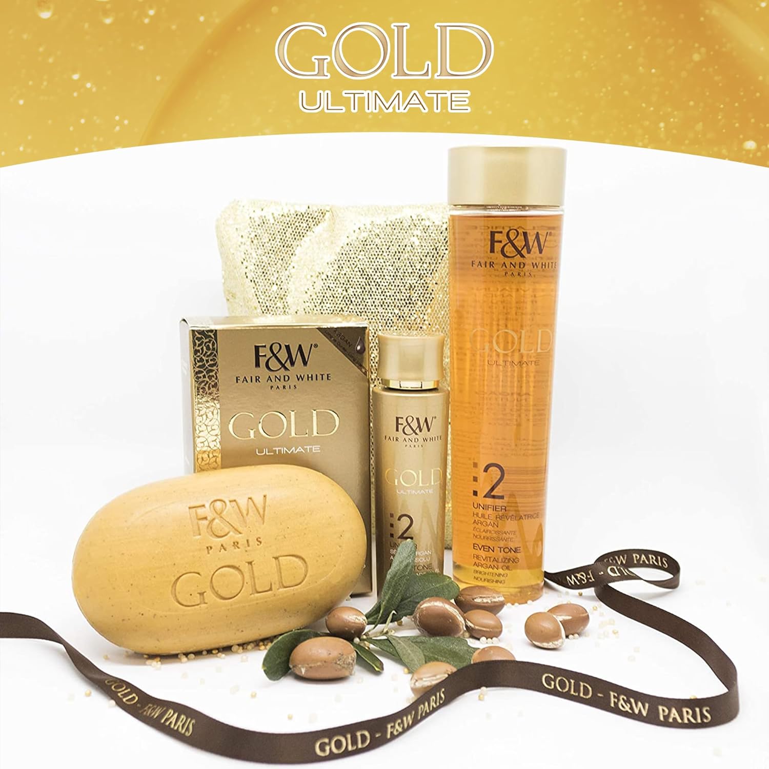 Fair and White Paris Gold 2 Revitalizing Argan Oil 200ml body oil bottle