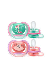Philips Avent Ultra Air 18m+ pink soothers twin pack with handles