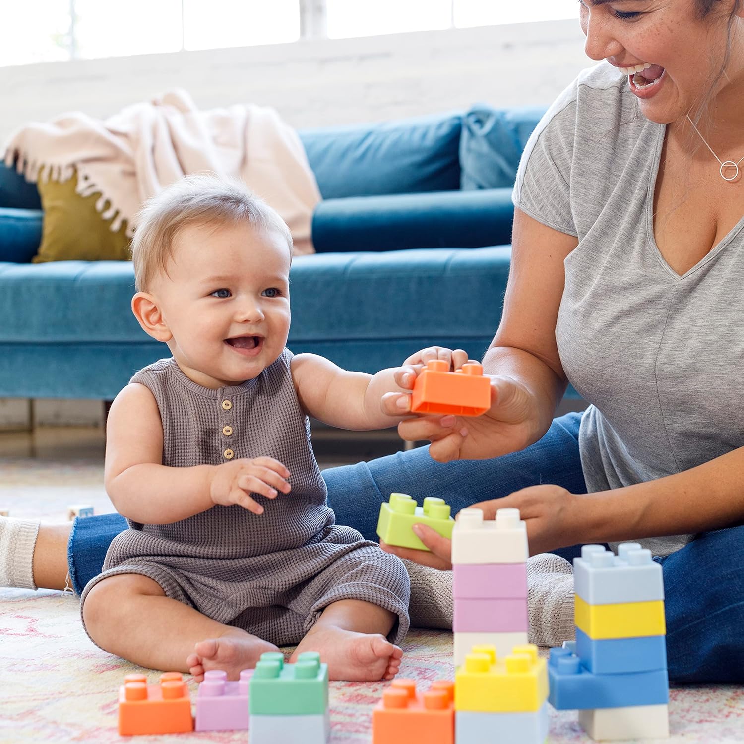 Infantino Go Gaga Super Soft 1st Building Blocks in multiple colours
