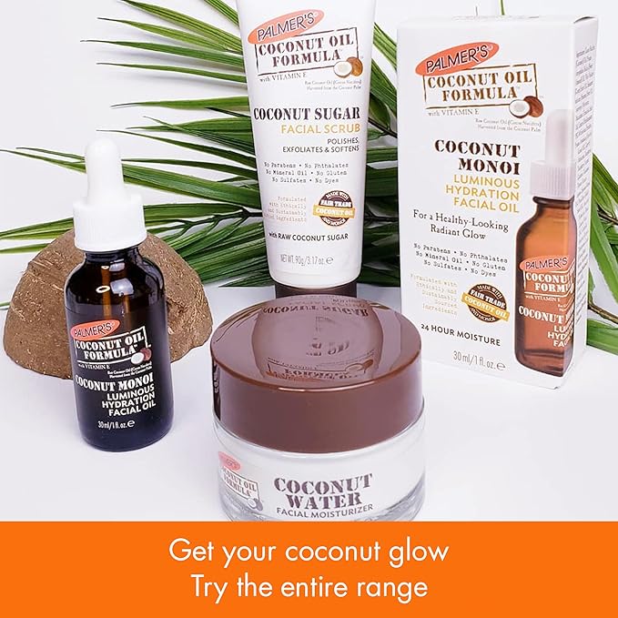 Palmer's Coconut Monoi Luminous Hydration Facial Oil 30ml amber glass bottle