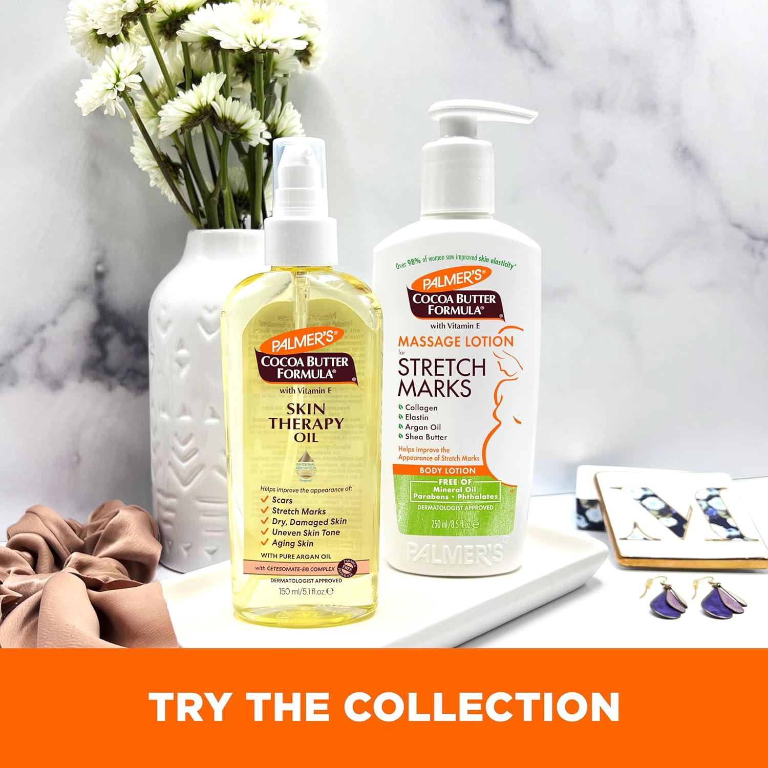 Palmer's Cocoa Butter Formula Skin Therapy Oil 150ml yellow bottle with pump dispenser