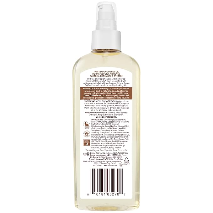 Palmer's Coconut Hydrate Body Oil 5.1 fl oz spray bottle