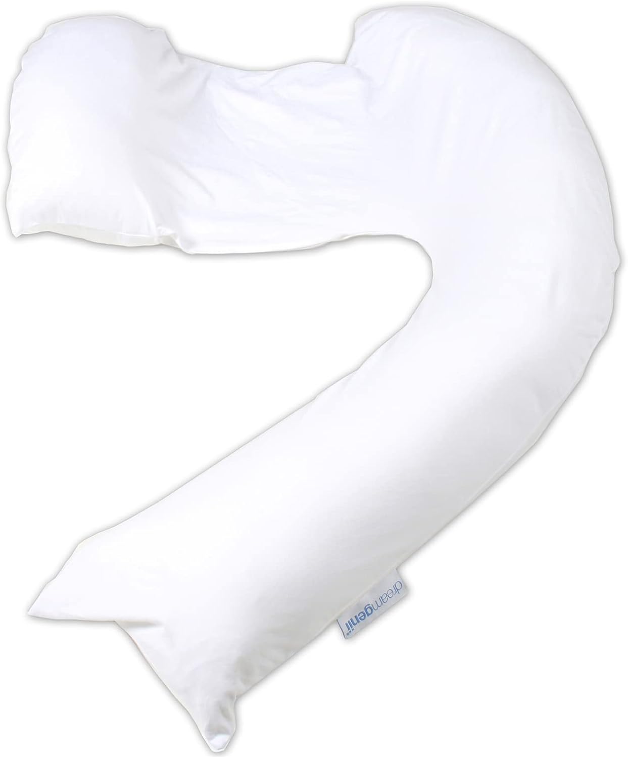 Dreamgenii white pregnancy support and feeding pillow curved shape