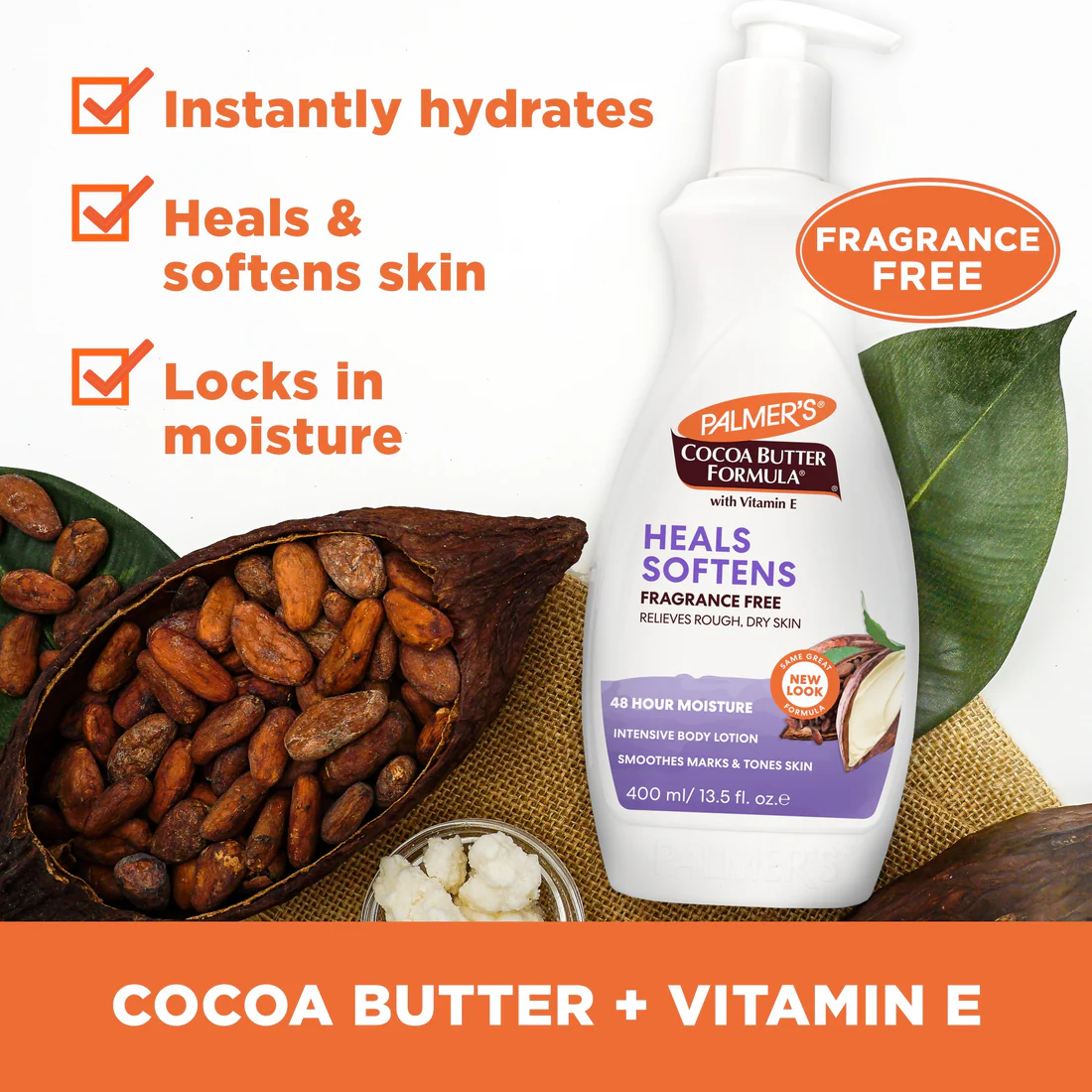 Palmer's Cocoa Butter Formula fragrance free body lotion 400ml with pump dispenser