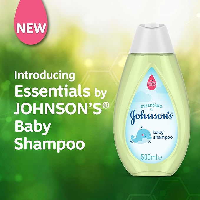 Johnson's Essentials baby shampoo 500ml pale green bottle with white cap