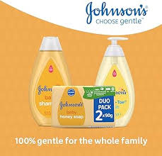 Johnson's Baby Honey Soap two pack bottles with golden packaging