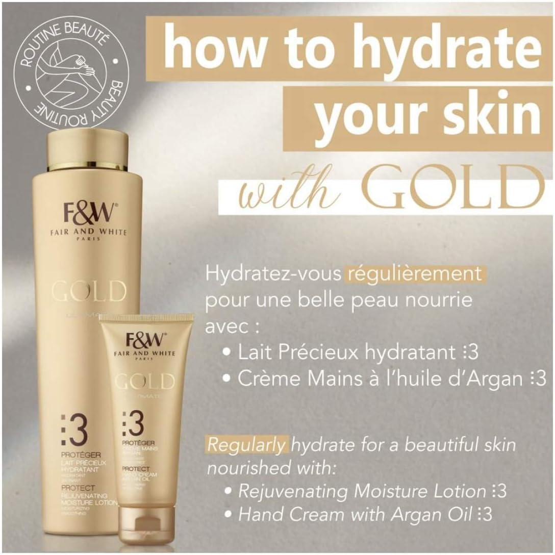 Fair & White Gold #3 Rejuvenating Moisture Lotion 500ml bottle with gold cap