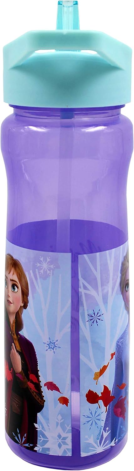 Disney Frozen II 600ml sports bottle with turquoise cap and purple base