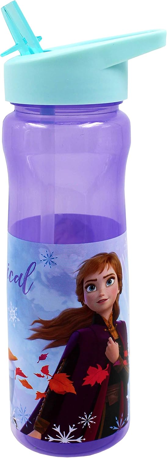 Disney Frozen II purple sports bottle 600ml with blue flip-top lid