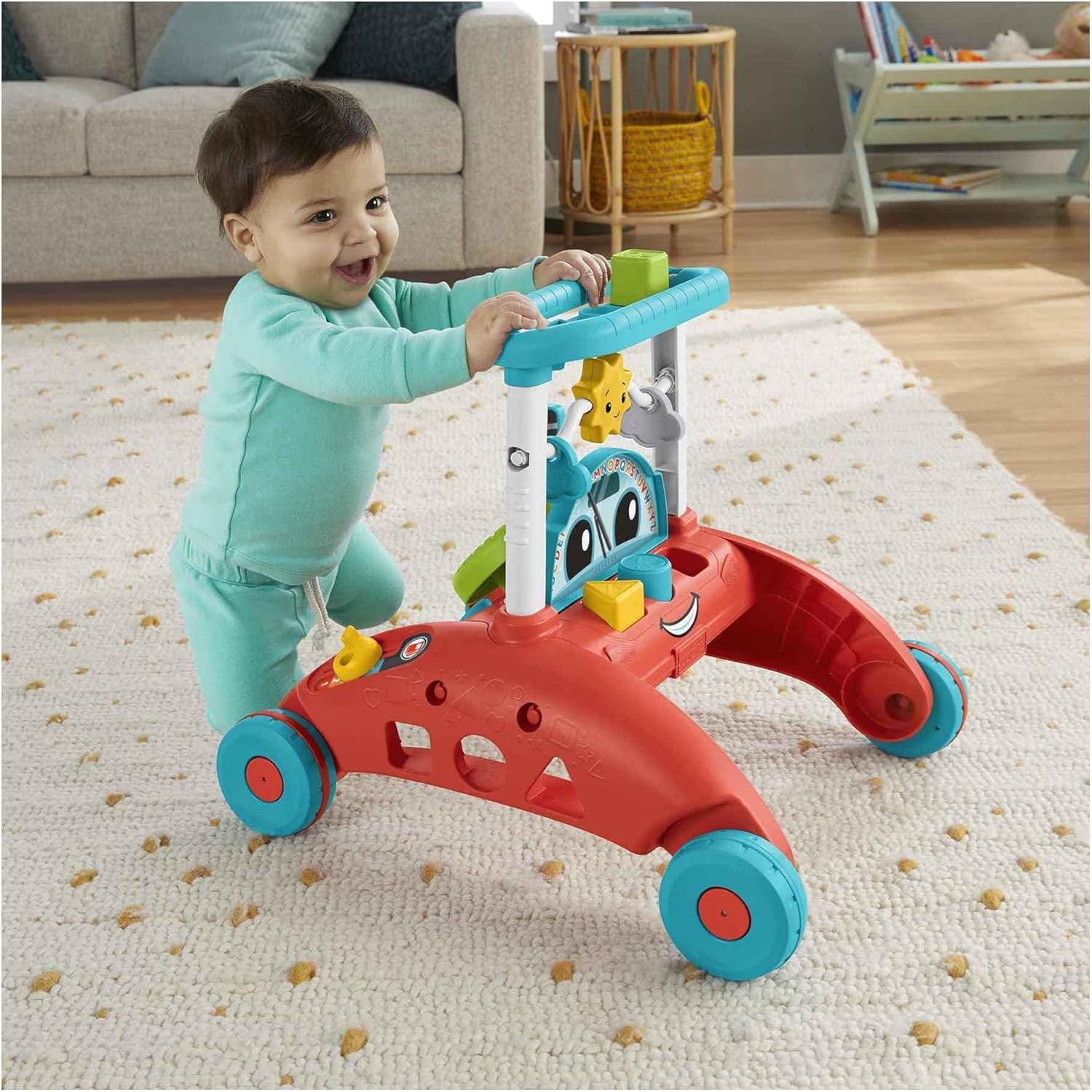 Fisher-Price 2-Sided Steady Speed Walker, red and turquoise baby walker