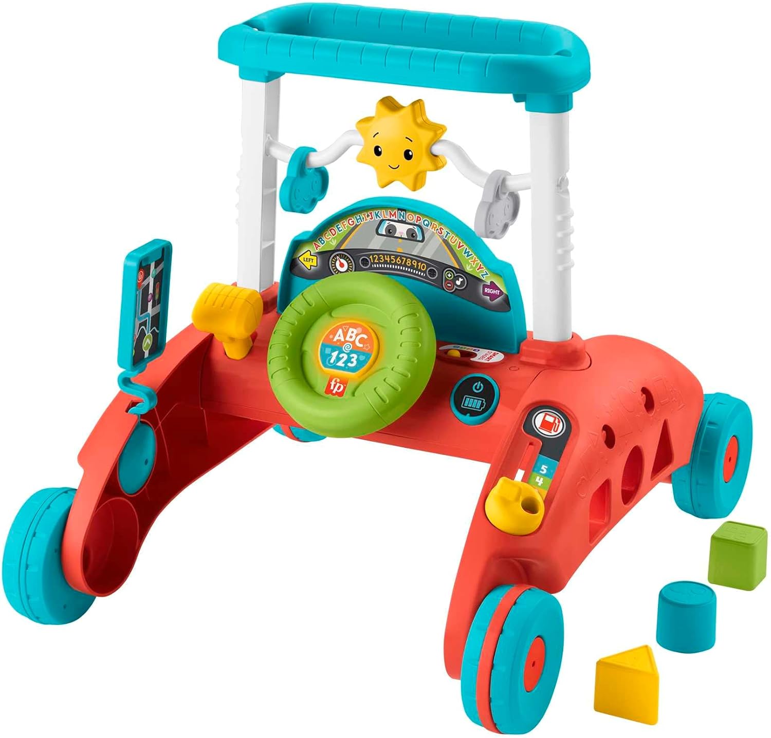 Fisher-Price 2-Sided Steady Speed Walker with turquoise and red frame