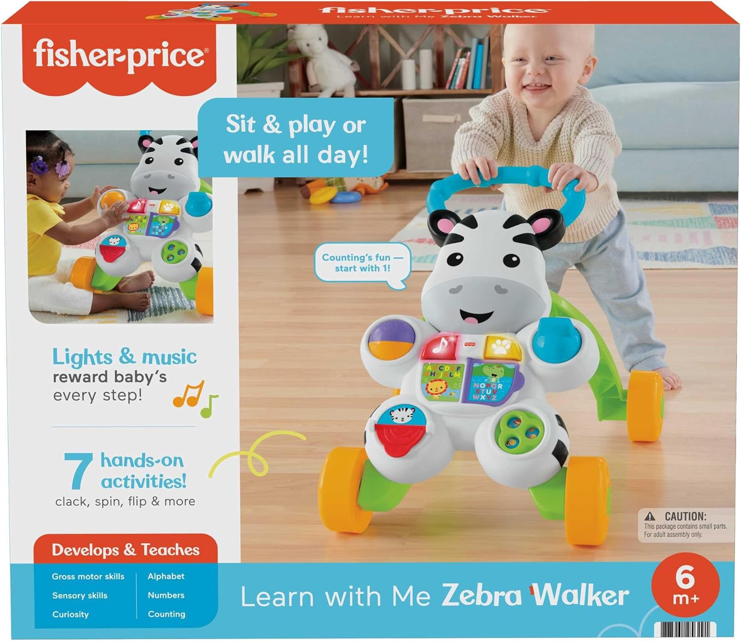 Fisher-Price Learn with Me Zebra Walker with interactive activities and lights